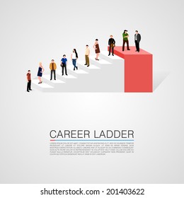 Career ladder with people - conceptual vector illustration.