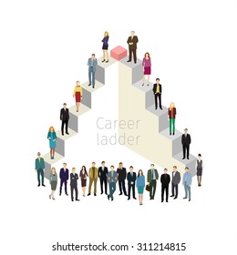 Career ladder with people. Conceptual vector illustration. Flat design.
