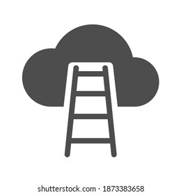 career ladder to sky vector icon isolated on white. success ladder to cloud silhouette icon for web, mobile apps, ui design and print