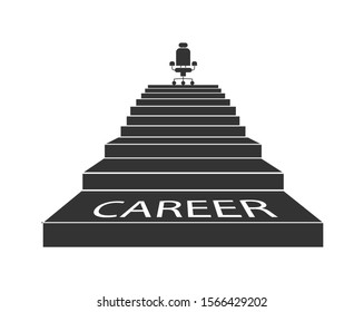 Career ladder. The stairs lead up to the Executive chair. Flat design.