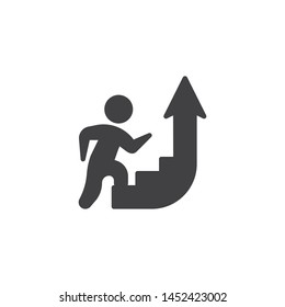 Career ladder vector icon. filled flat sign for mobile concept and web design. Up stair way glyph icon. Success, achievement symbol, logo illustration. Vector graphics
