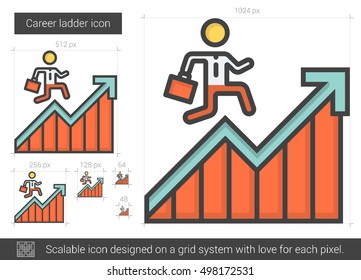 Icono de línea vectorial de escalera profesional aislado en fondo blanco. Icono de línea de la escalera de carrera para infografía, sitio web o aplicación. Icono escalable diseñado en un sistema de cuadrícula.