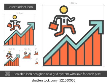 Career ladder vector line icon isolated on white background. Career ladder line icon for infographic, website or app. Scalable icon designed on a grid system.