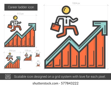 Career Ladder Vector Line Icon Isolated On White Background. Career Ladder Line Icon For Infographic, Website Or App. Scalable Icon Designed On A Grid System.