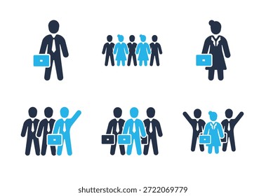 Conjunto de ícones de Carreira e Liderança. Ícones da série de glifos sólidos