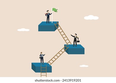 Career level, job position, career development, step to achieve goal or growth, ladder of success concept, people employee climb ladder to next level.