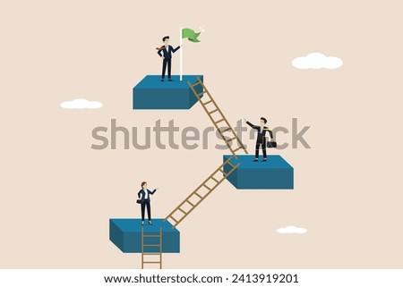 Career level, job position, career development, step to achieve goal or growth, ladder of success concept, people employee climb ladder to next level.