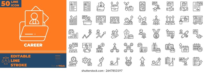 Career Line Editable Icons set. Vector illustration in modern thin line style of career icons: business, market, corporate, etc