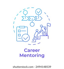 Career mentoring blue gradient concept icon. Support in professional development. Guidance. Goal achievement. Round shape line illustration. Abstract idea. Graphic design. Easy to use in article