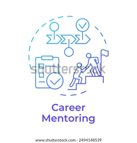 Career mentoring blue gradient concept icon. Support in professional development. Guidance. Goal achievement. Round shape line illustration. Abstract idea. Graphic design. Easy to use in article