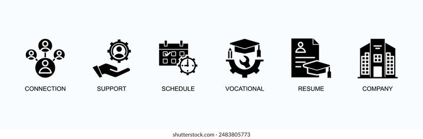 Career Network Banner Web Icon Vector Illustration Concept With Connection, Support, Schedule, Vocational, Resume, Company
