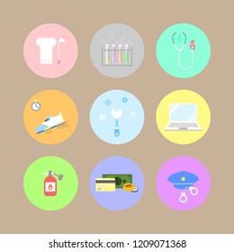career occupation job work professional circle icon button set flat vector illustration design isolated