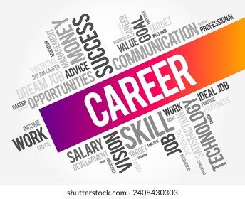 Career - an occupation undertaken for a significant period of a person's life and with opportunities for progress, word cloud concept background