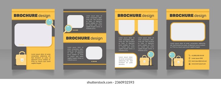 Career opportunities in commerce blank brochure design. Template set with copy space for text. Premade corporate reports collection. Editable 4 paper pages. Nunito Light, Bold fonts used
