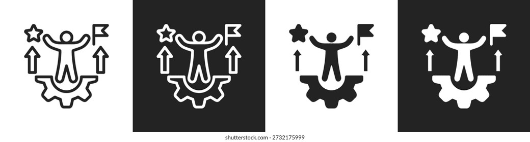Career Opportunity Line And Solid Icon In White And Black Background