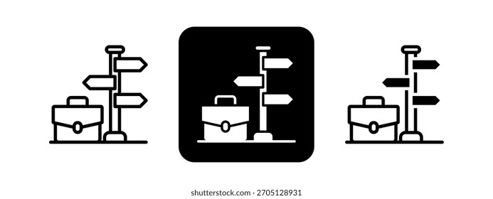 Career Option Solid color and black line drawing vector illustration set