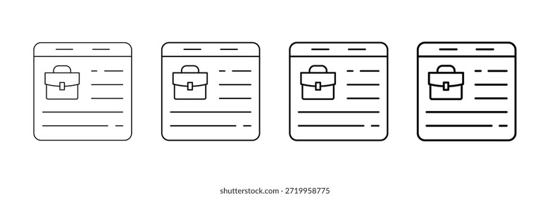 Career Page Icons Vector Set In Different Stroke Line Style