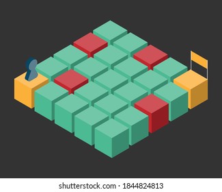 Career path to aim and face obstacles vector
