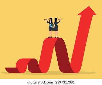 Career path, Business decision making. Businesswomen looking for direction.