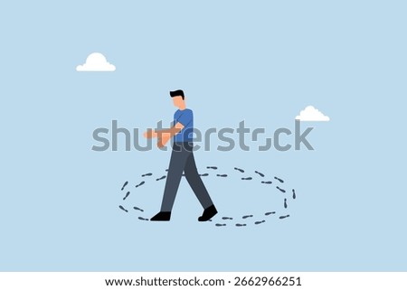 Career path dead end, disillusioned businessman walking around with no way out