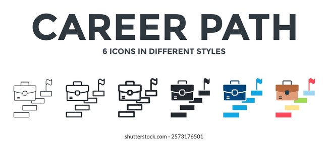 Career Path Icon In Different Style Vector Illustration. Designed In Thin Line, Regular Line, Bold Line, Glyph, Color Fill, And Flat Style Can Be Used For Web