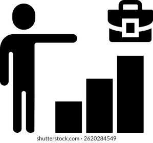 Icono de trayectoria profesional Ilustración vectorial de glifos