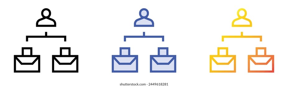 icono de trayectoria profesional. Diseño de estilo de relleno lineal, azul y degradado aislado sobre fondo blanco