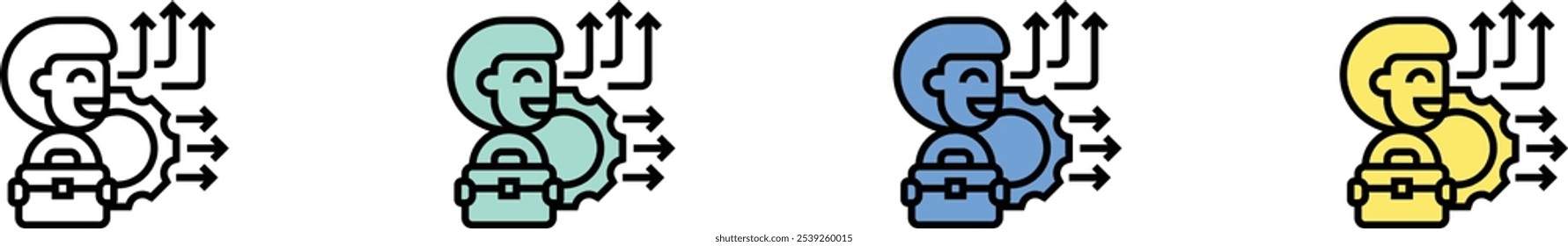 career path icon. Outline, Green, Blue and Yellow Style Design Isolated On White Background