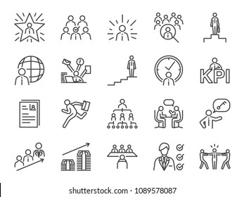 Career path icon set. Included the icons as newbie, job seeker, headhunter, headhunting, first jobber, rookie, promoted and more