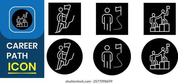 Career path icon set. Job seeker, first jobber, target, career purpose, professional goal, Candidate and Human resource. Career business success concept. Vector illustration.