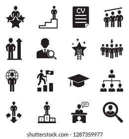 Career Path Icons. Black Flat Design. Vector Illustration. 