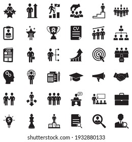 Career Path Icons. Black Flat Design. Vector Illustration.