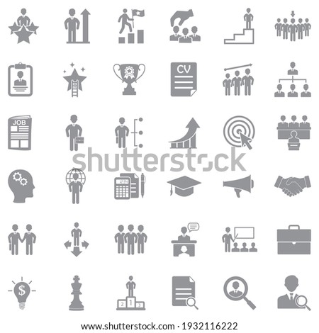 Career Path Icons. Gray Flat Design. Vector Illustration.