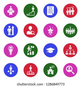 Career Path Icons. White Flat Design In Circle. Vector Illustration. 