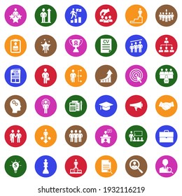 Career Path Icons. White Flat Collection In Circle. Vector Illustration.