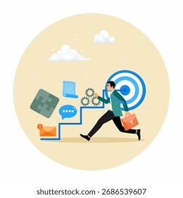 Motivation für Karrierepfade. Unternehmer entwickeln Führungsqualitäten oder lernen, erfolgreich zu sein.