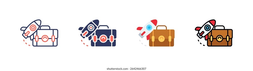 Trayectoria de carrera Multi Style Icon Set Vector