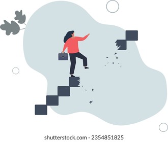 Obstáculo de la trayectoria profesional, problema o riesgo comercial, desafío para lograr el éxito o liderazgo para superar el concepto de dificultad.Ilustración vectorial plana.