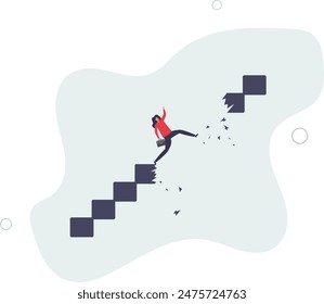 Obstáculo de la trayectoria profesional, problema o riesgo empresarial, desafío para alcanzar el éxito o liderazgo para superar la dificultad concepto.ilustración plana.