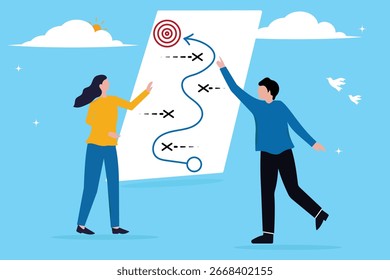 Trajetória de carreira para o sucesso, desenvolvimento ou crescimento de carreira e melhoria para alcançar o sucesso, Criar escada para o sucesso, construir habilidade ou competência especializada para motivar e alcançar o conceito de meta de negócios,