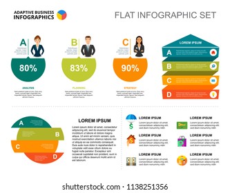 Career percentage chart template for presentation. Vector illustration. Diagram, graph, infochart. Vision, idea, analysis, planning or marketing concept for infographic, report.