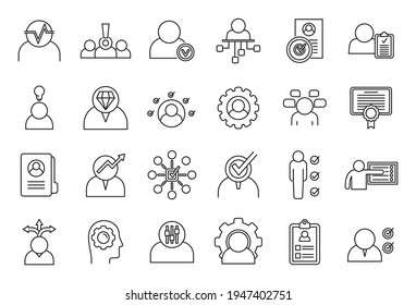 Career personal traits icons set. Outline set of career personal traits vector icons for web design isolated on white background