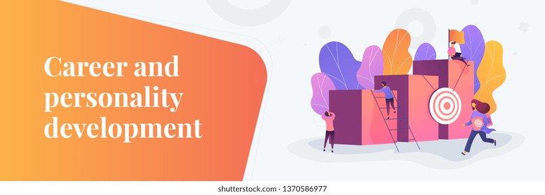 Career and personality development, career builder, career planning progress concept on white background.Vector banner template for social media with text copy space and infographic concept