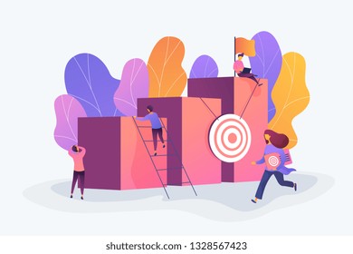 Career and personality development, careerbuilder, career planning progress concept on white background. Vector isolated concept illustration. 3D liquid design with floral elements.