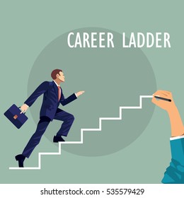 career planning - Businessman climbs the ladder of success
