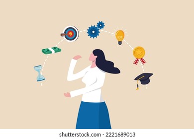 Career planning for employee, personal development or motivation to achieve target or work success, improvement or career growth concept, businesswoman thinking of career planning or growing in work.