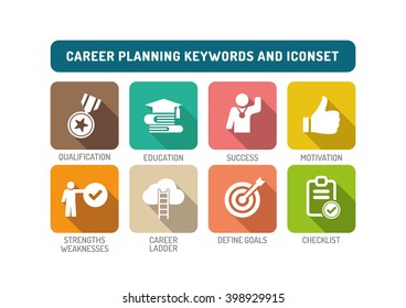 Career Planning Flat Icon Set