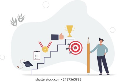 Career planning, step to develop plan and growth career opportunity, professional achievement or business success concept.