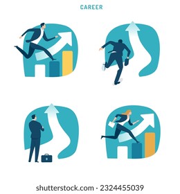 Career progress. Set of business vector illustration.
