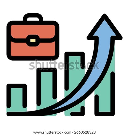Career promotion icon flat line style illustration representing job advancement and employee recognition suitable for HR platforms professional development and corporate training projects